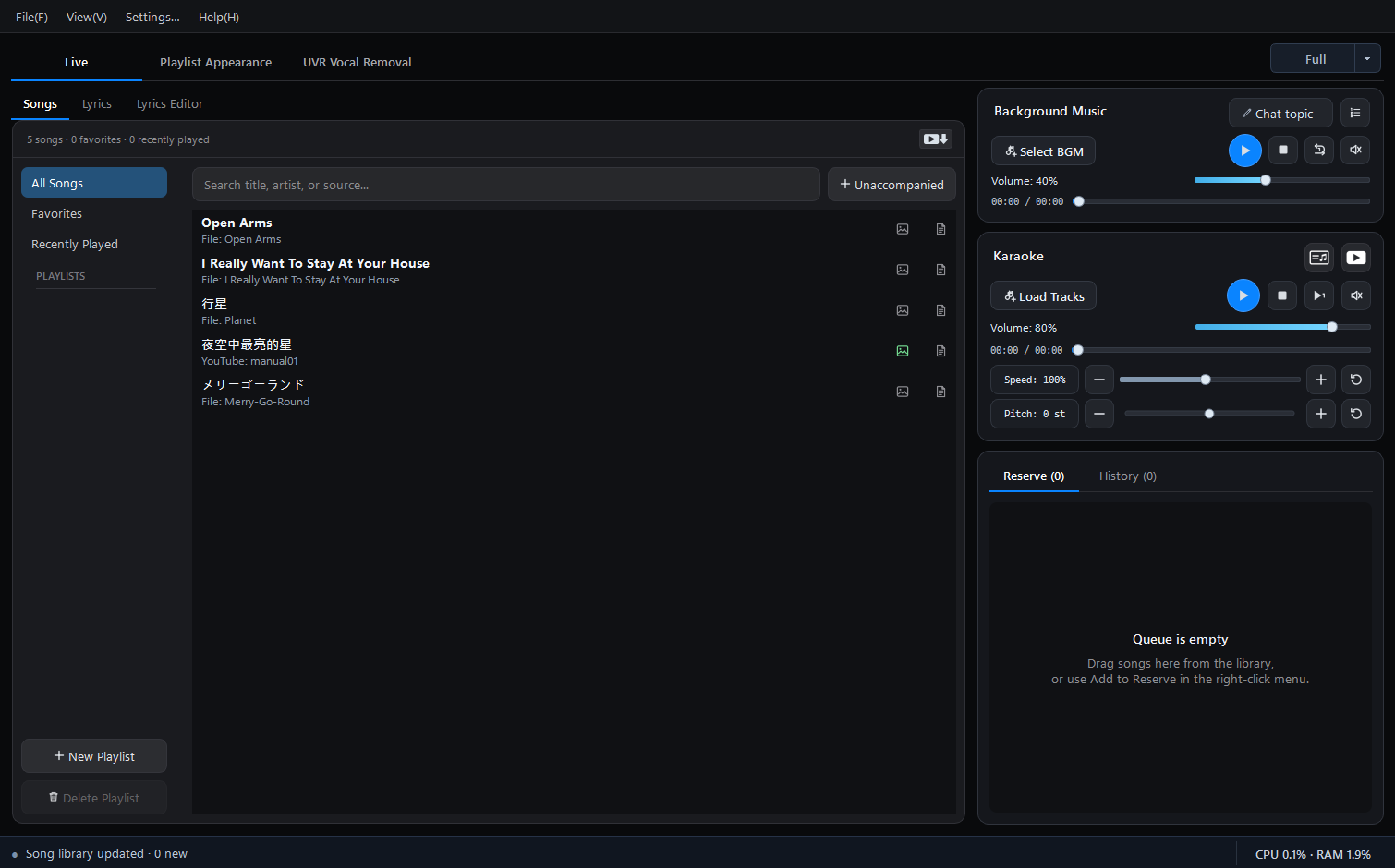 The full 2.1 workspace used by the first-use guide