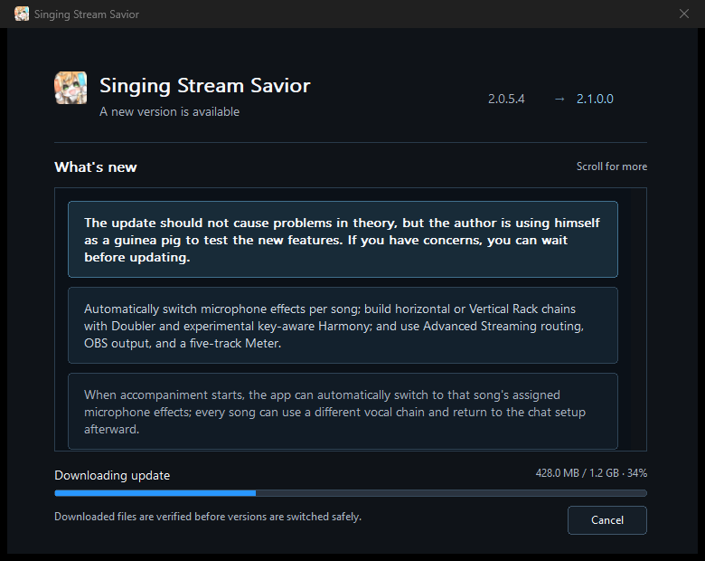 Launcher 1.2 download, verification, and installation progress
